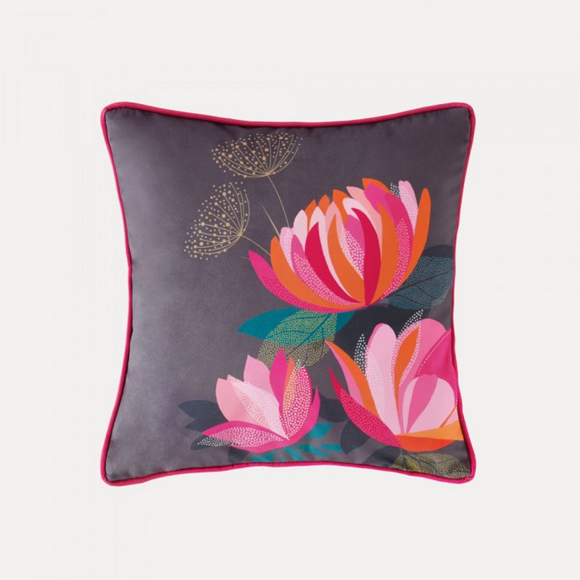 Peony Petals Cushion By Sara Miller In Dark Grey